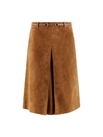 Gucci Suede Skirt With Horsebit Detail-Donna