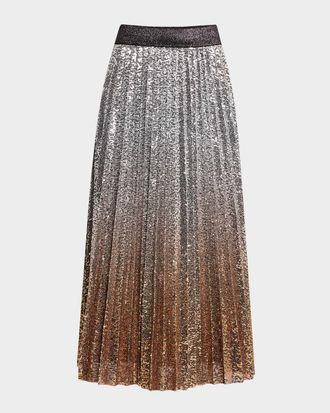 Le Superbe Belinda Pleated Sequined Midi Skirt