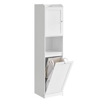 Vasagle Armario de ba&ntilde;o con cesta de ropa sucia de color blanco