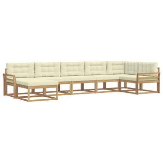 vidaXL Conjunto De Sof&aacute;s De Exterior Con Coj&iacute;n 7 Pcs Blanco Y Crema Vidaxl