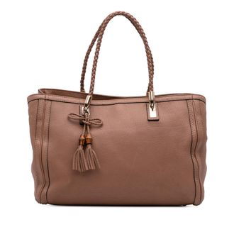 Gucci Bamboe Tote Leren Tas