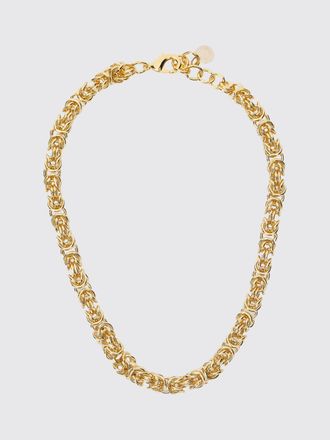 Semicouture Collana girocollo in ottone color acciaio con logo inciso