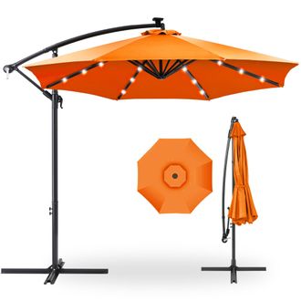 Best Choice Products 10ft Solar LED Offset Hanging Outdoor Market Patio Umbrella w/ Adjustable Tilt