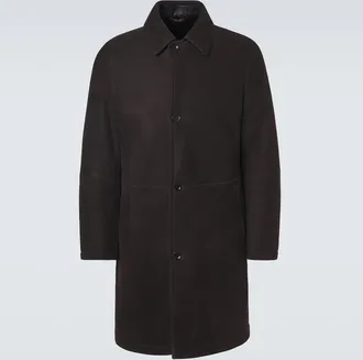 Brioni Shearling-lined suede coat