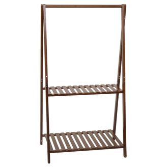 Hhg [nunca Usado] Estanter&iacute;a Para Plantas De Bamb&uacute; Hhg-367, Escalera Para Flores, Escalera Para Plantas, Estanter&iacute;a Para Ba&ntilde;o, Barra, 2 Estantes, 130 X 70