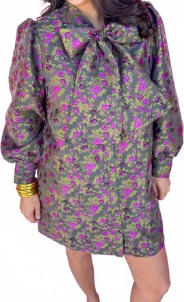 Fate Leona Jacquard Dress In Green