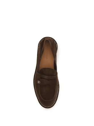 Dolce & Gabbana Mens Loafers Suede Brown Upper: Calf Leather Sandal