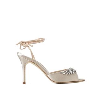 Manolo Blahnik Silk Stiletto Heel Womens Sandals