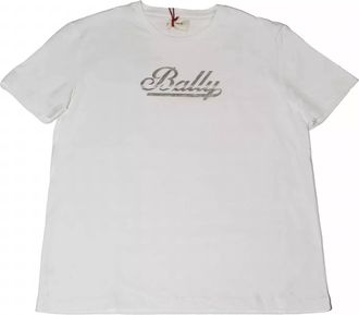 Bally Womens Short Sleeve Logo T-Shirt In White/silver Logo