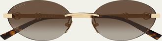 Gucci 58mm Metal & Acetate Oval Sunglasses