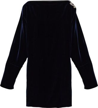 Versace Velvet Long Sleeve Dress - Dames - Feestkleedjes - Blauw - S - Kleedjes