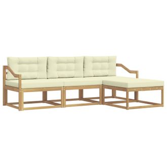 vidaXL Conjunto De Sof&aacute;s De Exterior 4 Pcs Blanco Y Crema Poli&eacute;ster Vidaxl