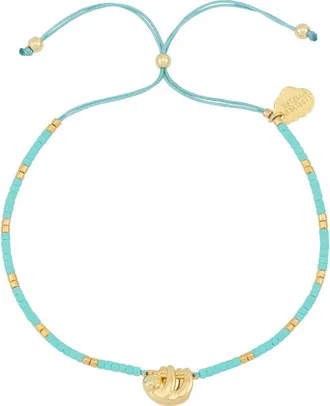 Estella Bartlett Hanging Sloth Pendant Bead Bracelet in Gold at Nordstrom
