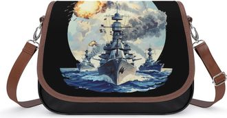 Generic WW2 Warship Battleship Cruisers Naval Fleet Crossbody Bags for Women Shoulder Messenger Bag Purse Handbags