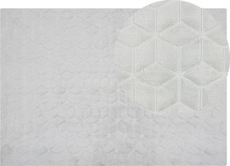 Beliani Beliani - Alfombra Gris Claro Verde Menta 160 X 230 Cm Poli&eacute;ster Piel Sint&eacute;tica De Conejo Pelo Largo Thatta