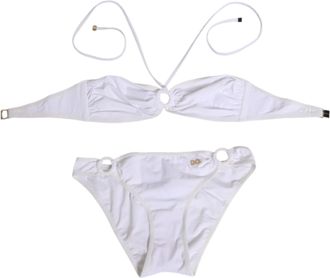 Dolce & Gabbana White Logo Swimsuit 2 Piece Top Bottom Womens Swimwear
