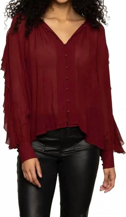 Sanctuary Harmony Button Front Blouse In Crimson