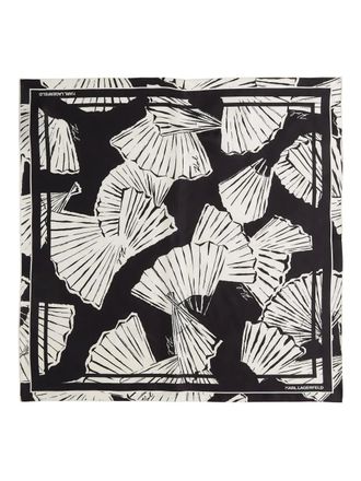 Karl Lagerfeld Signature fan-print scarf - women - Silk - One Size - Black