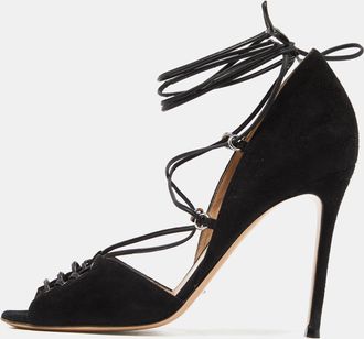 Gianvito Rossi Black Suede Ankle Tie Sandals