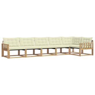 vidaXL Conjunto De Sof&aacute;s De Exterior Con Coj&iacute;n 6 Pcs Blanco Y Crema Vidaxl