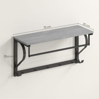 OEM Perchero De Pared Con 5 Ganchos, Estante Superior, Vers&aacute;til, Gris -crezuo