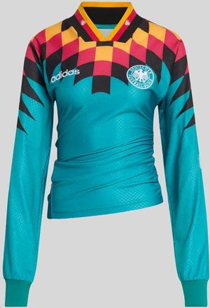 adidas Originals Slim Fit Langarmshirt mit DFB Logo-Applikation in Dunkelgruen, Gr&ouml;&szlig;e XL