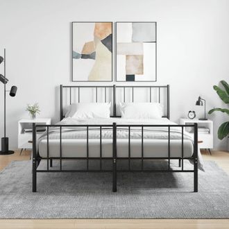vidaXL Vidaxl - Mesita Noche 2 Uds Madera Ingenier&iacute;a Blanco Brillo 40x35x47,5cm