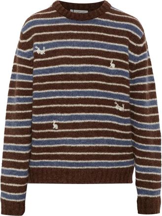 Carne Bollente Trui met strepenpatroon - Dames - Ronde hals truien - Bruin - S - Truien & Vesten