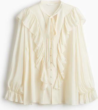H&M Bluse mit Volants - Beige