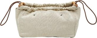 Herm&egrave;s Beige Brown Cotton Leather Pouch (Pre-Owned)