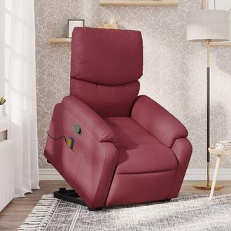 vidaXL Vidaxl - Sill&oacute;n Reclinable De Masaje Elevable Tela Rojo Tinto