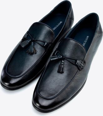 Wittchen Heren Leren Loafers met Kwastje, Marineblauw, Natuurlijk Leer