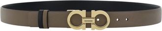 Ferragamo Taupe Textured Reversible Belt
