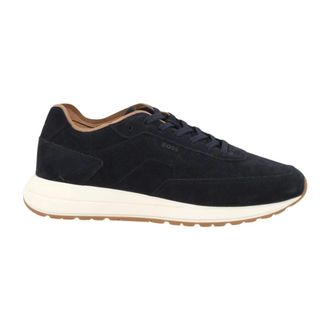 HUGO BOSS Sneakers in Pelle Scamosciata Perforata - - Shoes - Uomo - Blu - 41 EU