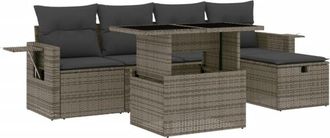 vidaXL Set De Muebles De Jard&iacute;n 6 Pzas Y Cojines Rat&aacute;n Sint&eacute;tico Gris Vidaxl