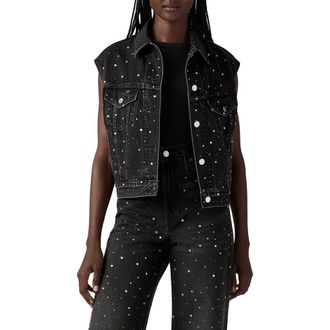 Levi's 90s Embellished Shrunken Denim Vest in Dazzle Me Smoke Vest at Nordstrom, Size X-Small