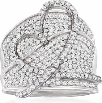 Ross-Simons Diamond Heart Ring in Sterling Silver