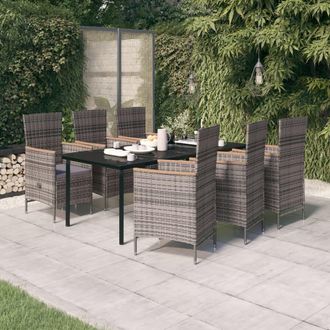 vidaXL Juego De Comedor De Jard&iacute;n 7 Piezas Con Cojines Gris Vidaxl