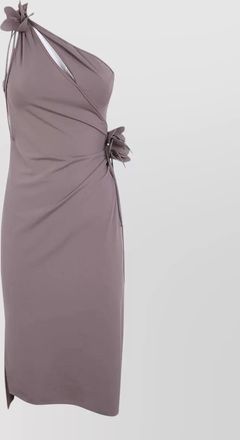 Coperni one shoulder midi dress floral embellishments