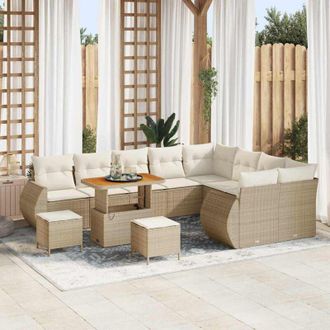 vidaXL Conjunto De Sof&aacute; De Jard&iacute;n 12 Pcs Beige Y Crema 90 X 55 X 71 Cm Vidaxl