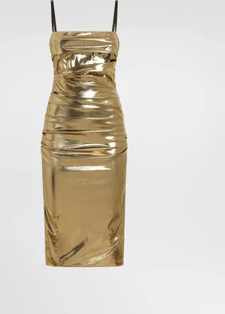 Dolce & Gabbana Laminated Satin Dress - Woman Gold 36