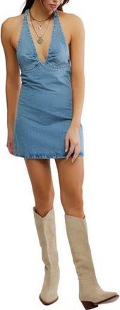 Free People Trevi Denim Halter Minidress in Celestial Blue at Nordstrom Rack, Size X-Large