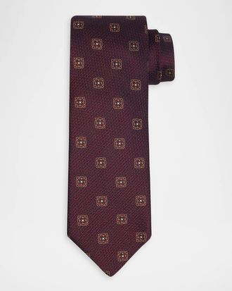 Canali Men & apos;s Medallion Floral Silk Tie