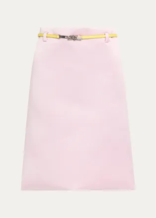 Marc Jacobs Silk-Blend Belted Midi Skirt