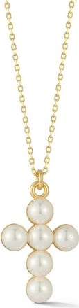 Glaze Jewelry Pearl Cross Pendant Necklace in Gold/White at Nordstrom Rack