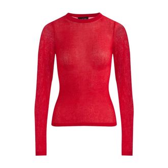 Anine Bing Tiana Ronde Hals Breiwerk - Dames - Ronde hals truien - Rood - XS - Katoen - Truien & Vesten