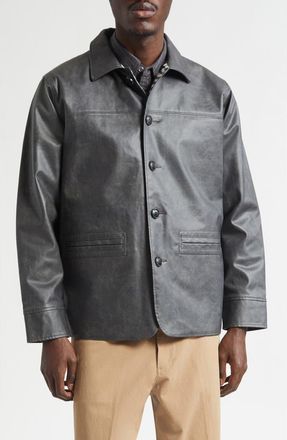 Beams Aged Faux Leather Car Coat in Black at Nordstrom, Size X-Large