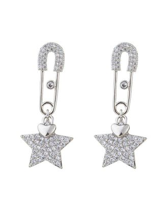 Eyecandy LA Eye Candy La Luxe Collection Cz Safety Pin Star Dangle Earrings