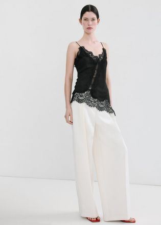 Mango Top lingerie pizzo asimmetrico nero - Donna - XS - MANGO