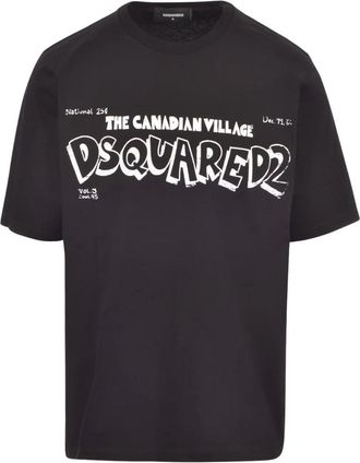 Dsquared2 DSquared2 Unisex volwassen The Canadian Village Logo Skater T-Shirt (Zwart)